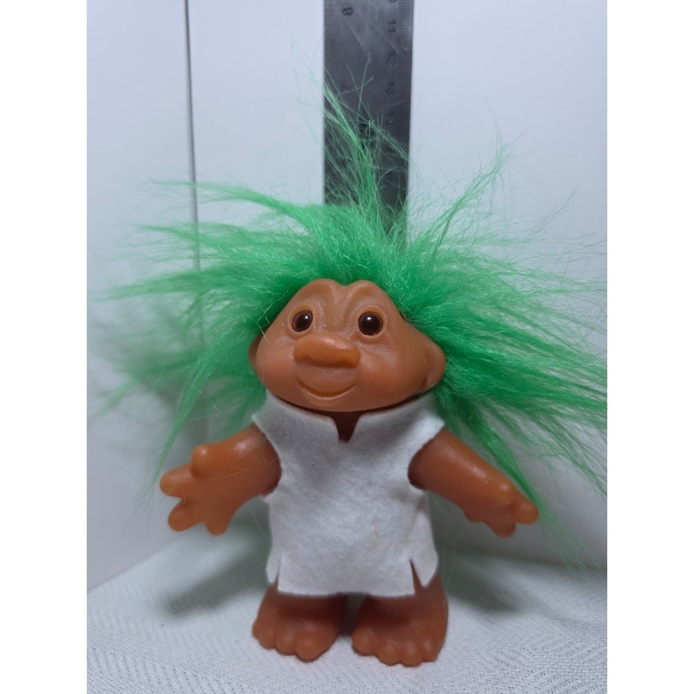 vintage 1980s DAM Norfin Troll doll,5-inch size, lime green 1986‎ good luck